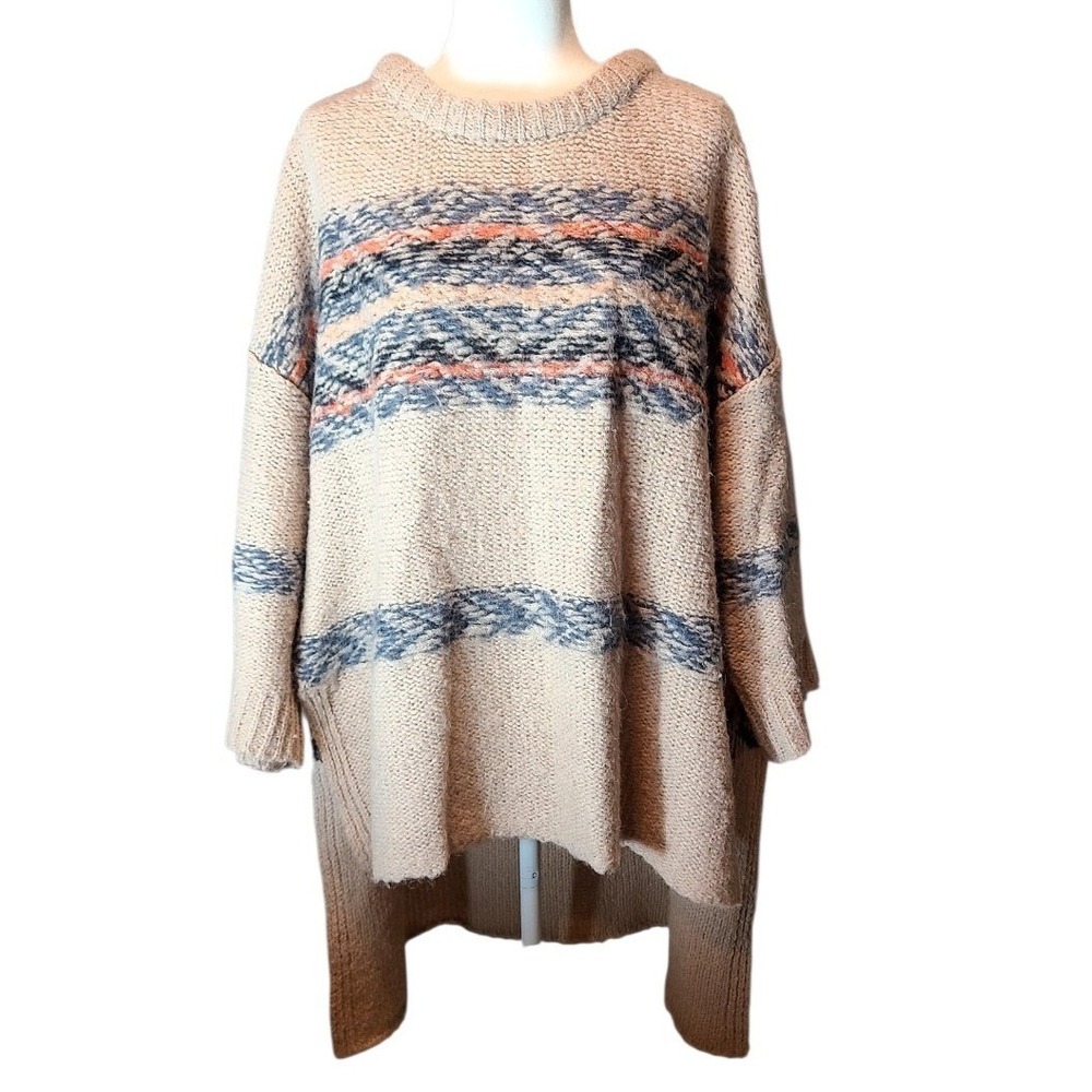 Free People Fair Isle Alpaca Sweater Tunic Women's Size XS Boho Western